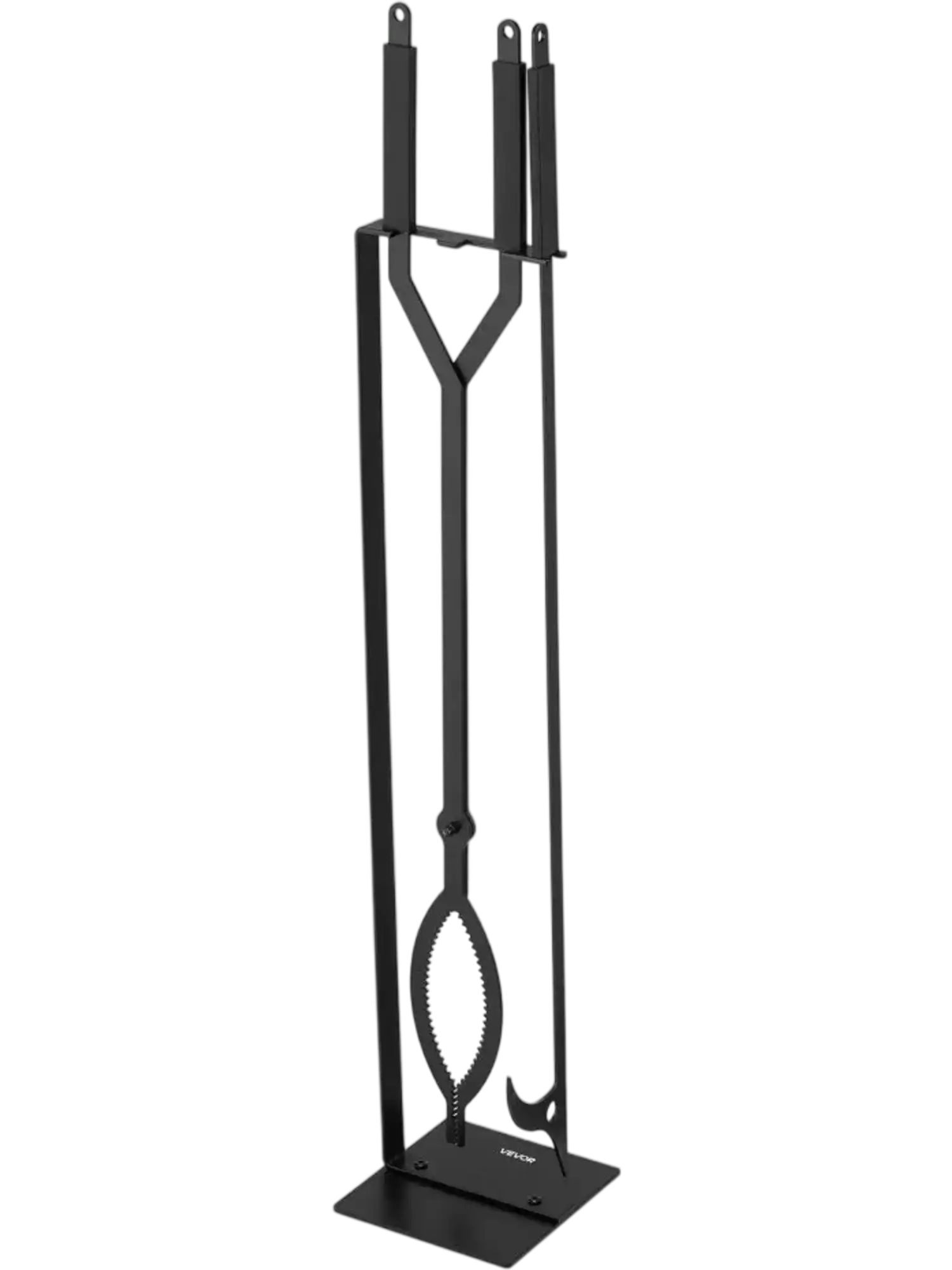 Vevor Fireplace Tool Set 3-Piece Poker Tongs Stand Black New