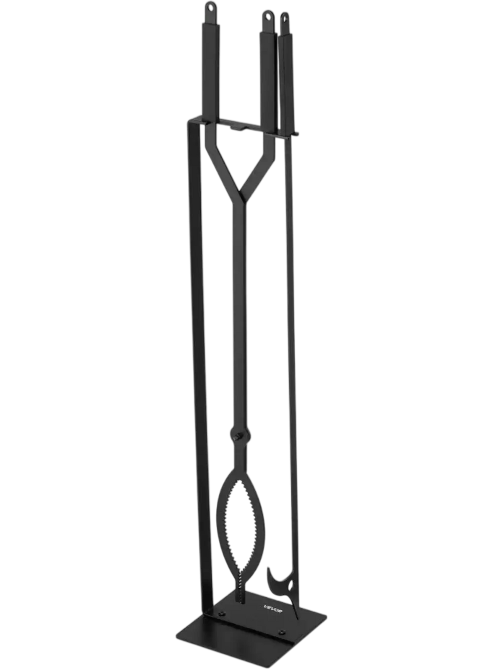 VEVOR Fireplace Tool Set, 3 PCS Fire Tool Set and Holder with Stand, Tongs, Fire Place Poker, Wrought Iron Fireplace Accessories for Campfire Backyard Bonfire Indoor/Outdoor, Black