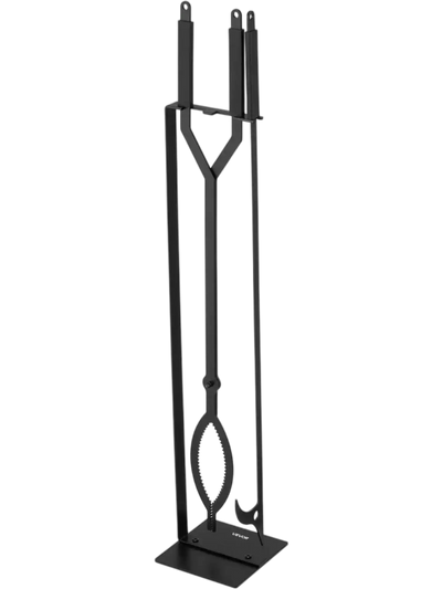 Vevor Fireplace Tool Set 3-Piece Poker Tongs Stand Black New