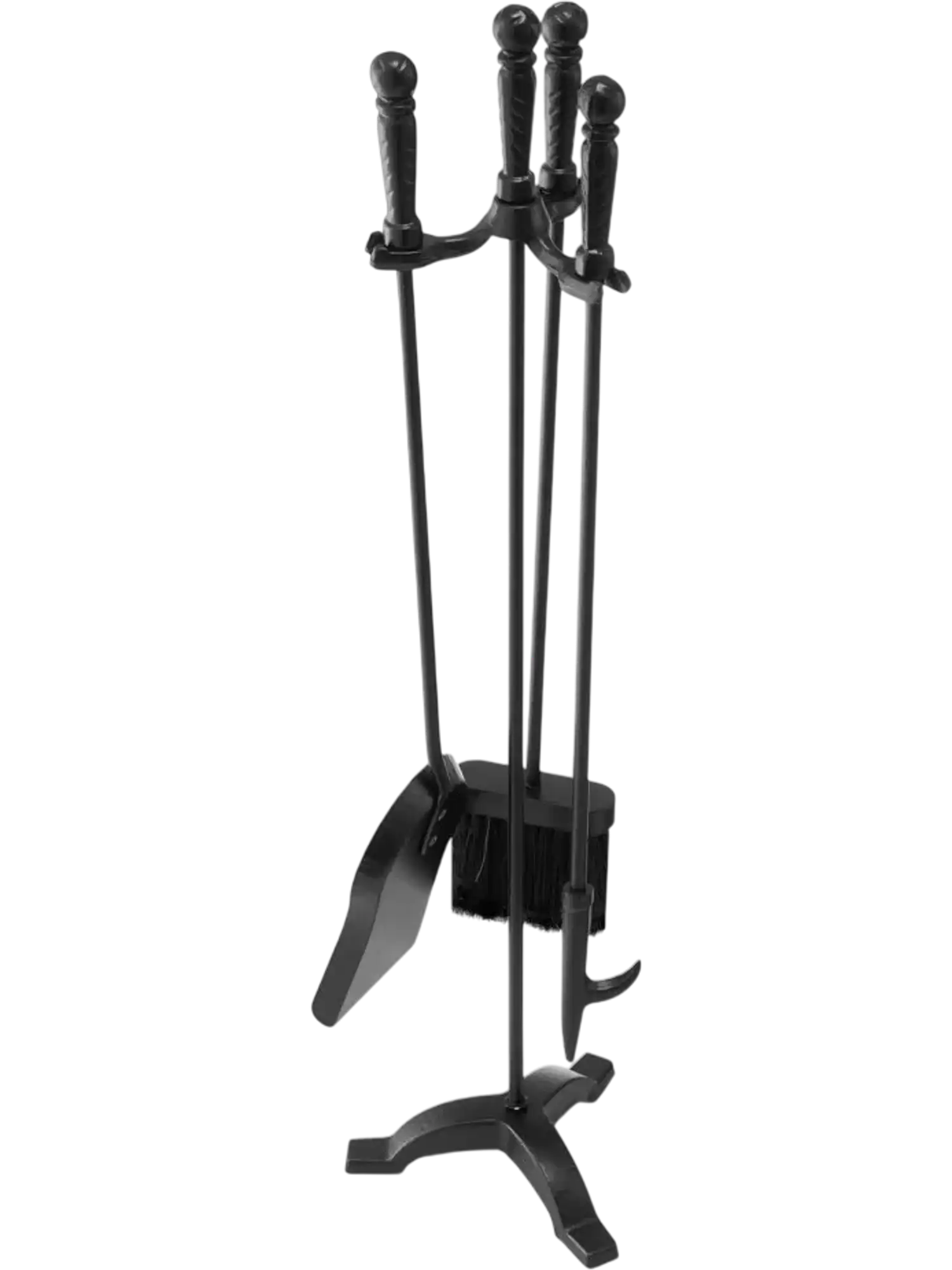 Vevor Fireplace Tool Set 4-Piece Wrought Iron with Three-Prong Stand Black New