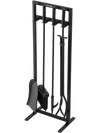 VEVOR Fireplace Tool Set, 5 PCS Fire Tool Set and Holder with Square-Frame Stand, Tongs, Ash Shovel, Brush, Fire Place Poker, Wrought Iron Steel Fireplace Accessories for Indoor/Outdoor, Black