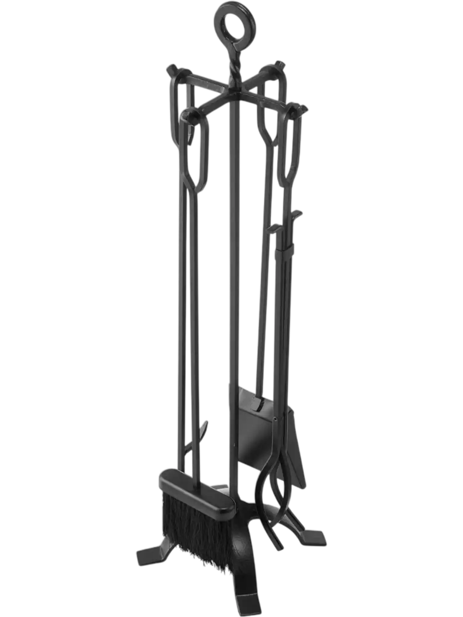 Vevor Fireplace Tool Set 5-Pc Wrought Iron Fire Tools with Four-Prong Stand Black New