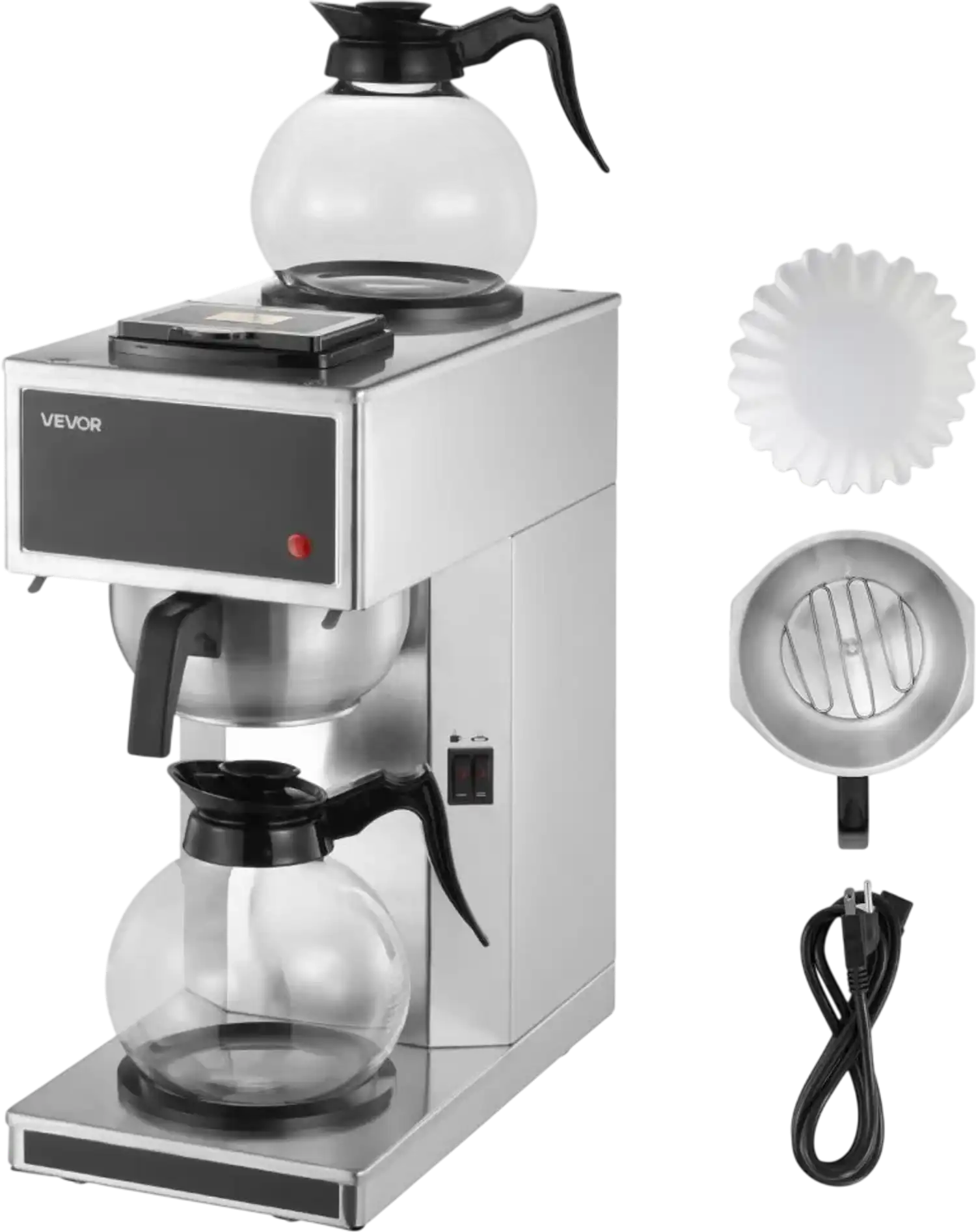 Vevor Coffee Maker 12-Cup Commercial Drip Brewer with 2 Glass Carafes New