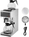 VEVOR Commercial Drip Coffee Maker, 12 Cups Coffee-Maker Machine with 2 Glass Carafes and 2 Decanter Warmer Plates, Stainless Steel Drip Style Coffee Brewer, for Restaurant, Office, Coffee Shop & Home