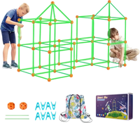 VEVOR Fort Building Kit for Kids, 140PCS Glow in The Dark STEM Building Toys, Educational Gift for 4 5 6 7 8+ Year Old Boys & Girls Indoor Outdoor Play Tent Construction Toys with 96 Rods and 44 Balls