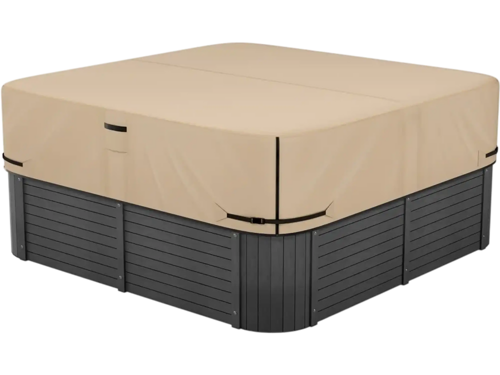 VEVOR Outdoor Hot Tub Cover, 90 x 90 x 20 Inch Weatherproof and Waterproof Hot Tub Cover Protector, 600D Heavy Duty Oxford Fabric and 950N Tearing Strength, Square Spa Covers for Hottub, Brown