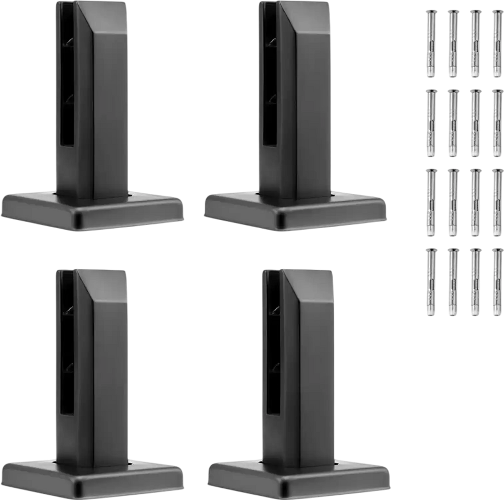 VEVOR Glass Clamp, 4 PCS Square Glass Railing Bracket for 0.31 "-0.47 " Tempered Glass, 304 Stainless Steel Glass Mounting Clamp, 0.12” Thick Glass Shelf Bracket for Balcony, Garden, Deck, Stair