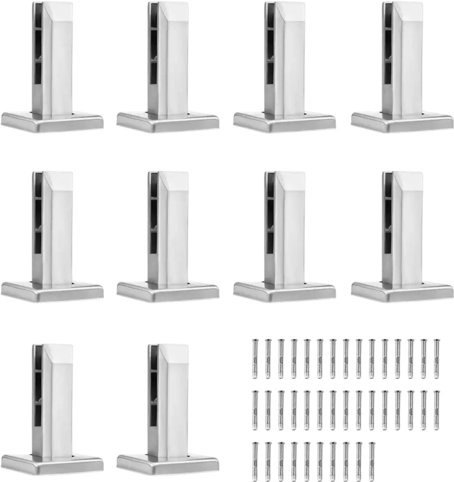 Vevor Glass Clamp Square Stainless Steel Railing Bracket Set 10-Pc Silver New
