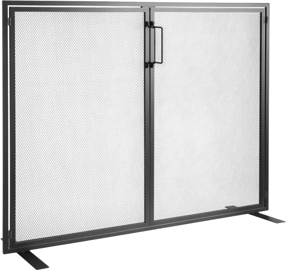 VEVOR Fireplace Screen 1 Panel with Door, Sturdy Iron Mesh Fireplace Screen, 38.98"(L) x30.7"(H) Spark Guard Cover, Simple Installation, Free Standing Fire Fence Grate for Living Room Home Decor Moder