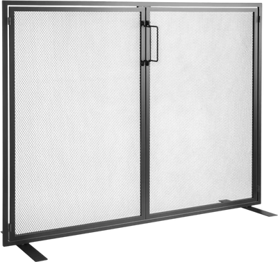 Vevor Fireplace Screen Freestanding Iron Mesh Spark Guard with Door 38.98