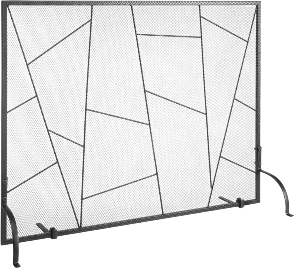 VEVOR Fireplace Screen Single Panel, Sturdy Iron Mesh Fireplace Screen, 35.6"(L) x28.4"(H) Spark Guard Cover, Simple Installation, Free Standing Fire Fence Grate for Living Room Home Decor Modern