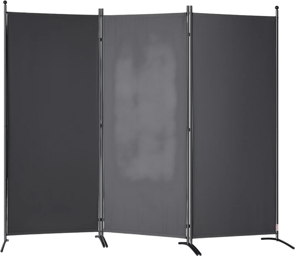 VEVOR Room Divider, 6.1 ft Room Dividers and Folding Privacy Screens (3-panel), Fabric Partition Room Dividers for Office, Bedroom, Dining Room, Study, Freestanding, Dark Gray