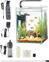 VEVOR Fish Tank Aquarium, 5 Gallon Square Ultra-Clear Glass Starter Smart Tank Adjustable 3 Color Lighting, Self Cleaning System Fishbowl for Freshwater & Saltwater Fish Home, Office, or Pet Use