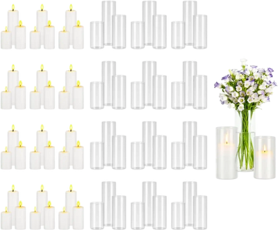 Vevor Vase Set Pillar Candles and Glass Hurricane Candle Holders 72 Pcs New