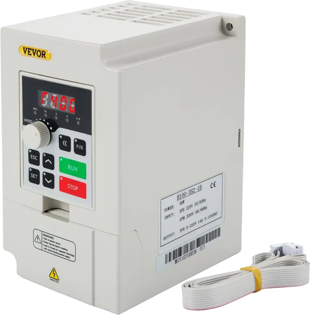 VEVOR Variable Frequency Drive, AC 220V Input 3KW Variable Frequency CNC Drive Inverter Converter, VFD 4HP 1 or 3 Phase Input, 3 Phase Output, CNC Motor Inverter Converter for Motor Speed Control
