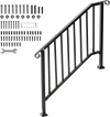 VEVOR Handrails for Outdoor Steps, 3-4 Step Stair Hand Rail Kit, Transitional Iron Railings with Installation Kit, Stair Rails for Seniors, Concrete Steps & Porch & Deck, Black Retro Arch