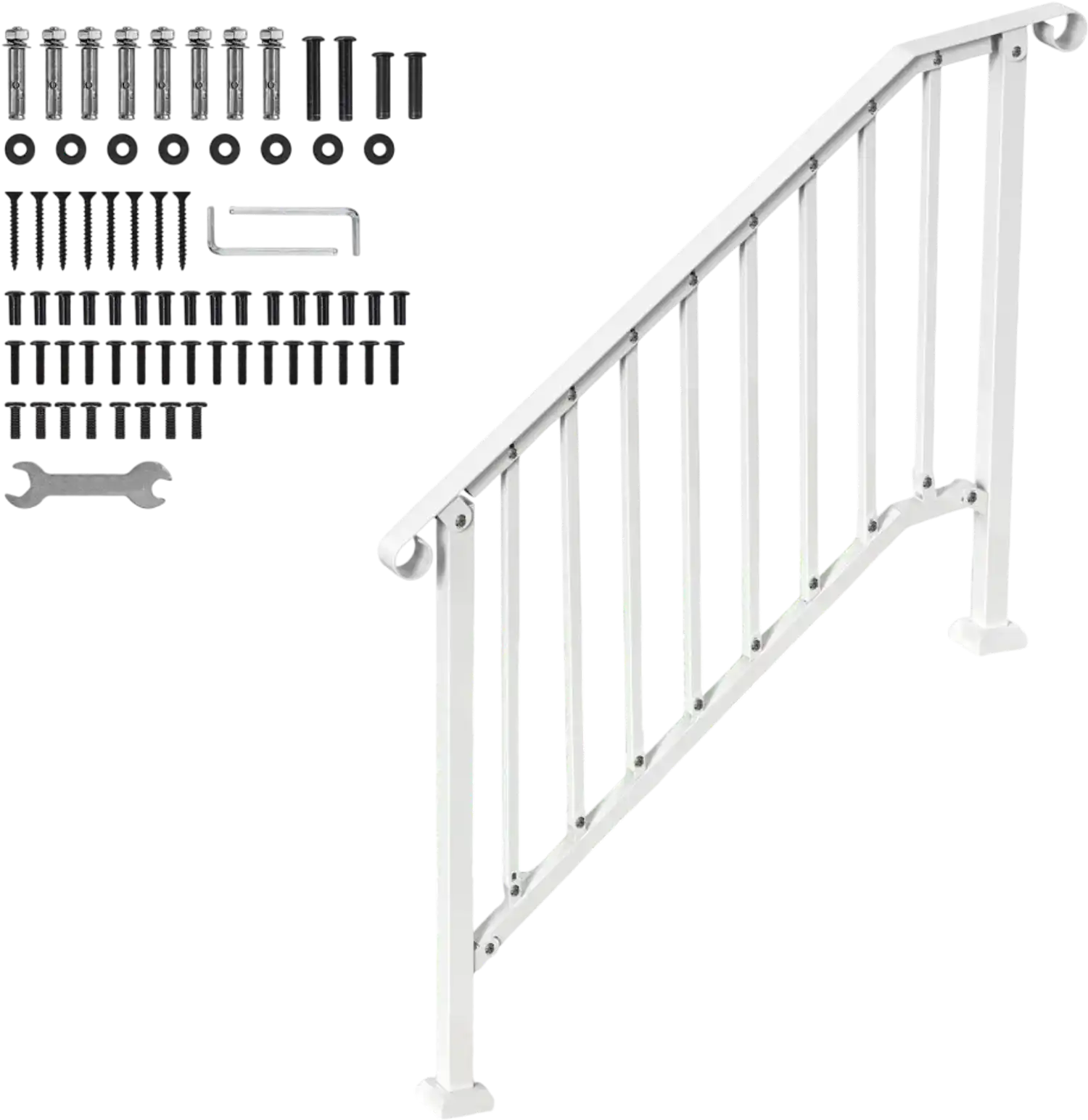 Vevor Handrail Outdoor Steps 3-4 Step White Retro Arch New