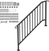 VEVOR Handrails for Outdoor Steps, 5 Step Stair Hand Rail Kit, Transitional Carbon Steel Railings with Installation Kit, Stair Rails for Seniors, Concrete Steps & Porch & Deck, Black Retro Arch