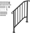 VEVOR Handrails for Outdoor Steps, 2-3 Step Stair Hand Rail Kit, Transitional Carbon Steel Railings with Installation Kit, Stair Rails for Seniors, Concrete Steps & Porch & Deck, Black Retro Arch