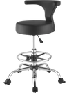 VEVOR Rolling Stool with Back Support, 500 lbs Weight Capacity, Height Adjustable, Thick Cushion Ergonomic PU Leather Seat, 360° Swivel Round Rolling Stool Chair for Dental, Salon, Clinic, Black