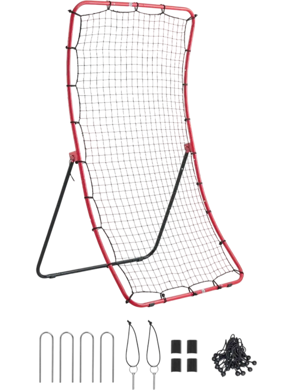 VEVOR Baseball Softball Rebounder Net 4 x 5.5 ft Pitch Back Trainer, 5 Adjustable Angles, Heavy-duty Steel Frame, All Angle Bounce Back Net for Pitching & Fielding Training Aid, Return Practice