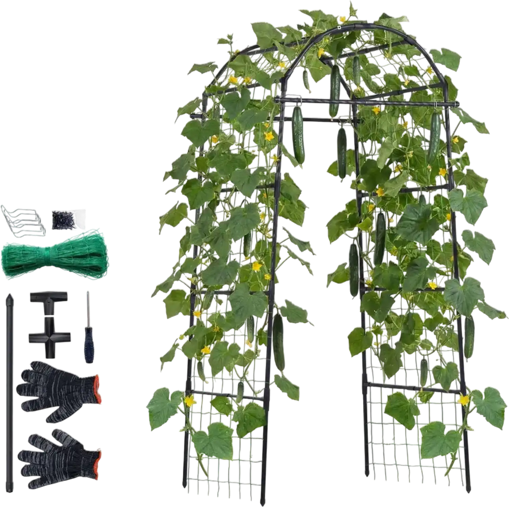VEVOR Cucumber Trellis, U-Shape Garden Trellises for Raised Bed, Metal Arch Plant Support for Vine, Climbing Plants Outdoor, Peas, Beans, Zucchini, Tomato, Squash, Flower (32.01 x 31.5 x 80.71 in)