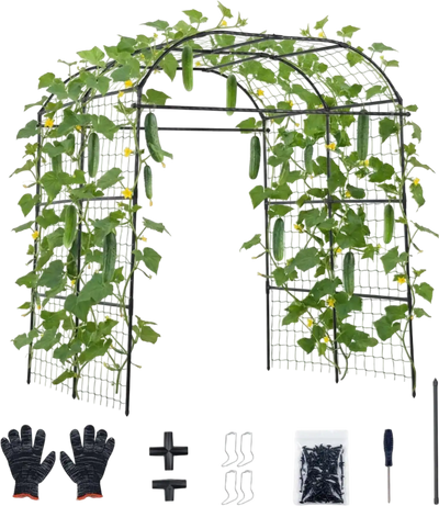 VEVOR Cucumber Trellis, U-Shape Garden Trellises for Raised Bed, Metal Wide Top Arch Plant Support for Vine, Climbing Plants, Peas, Beans, Zucchini, Tomato, Squash, Flower (71.26 x 64.96 x 82.68 in)
