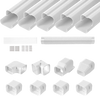 VEVOR Mini Split Line Set Cover 3-inch W 10Ft L, PVC Decorative Pipe Line Cover For Air Conditioner with 5 Straight Ducts & Full Components Easy to Install, Paintable for Heat Pumps, White