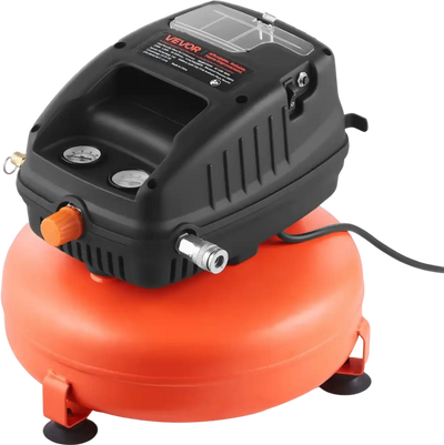 VEVOR 3 Gallon Air Compressor, 1/3HP 0.54CFM @ 90PSI Portable Pancake Air Compressor & 100PSI Max Working Pressure, Oil-Free Compressor Tank for Tire Inflation, Spray Painting, Woodwork Nailing, 120V