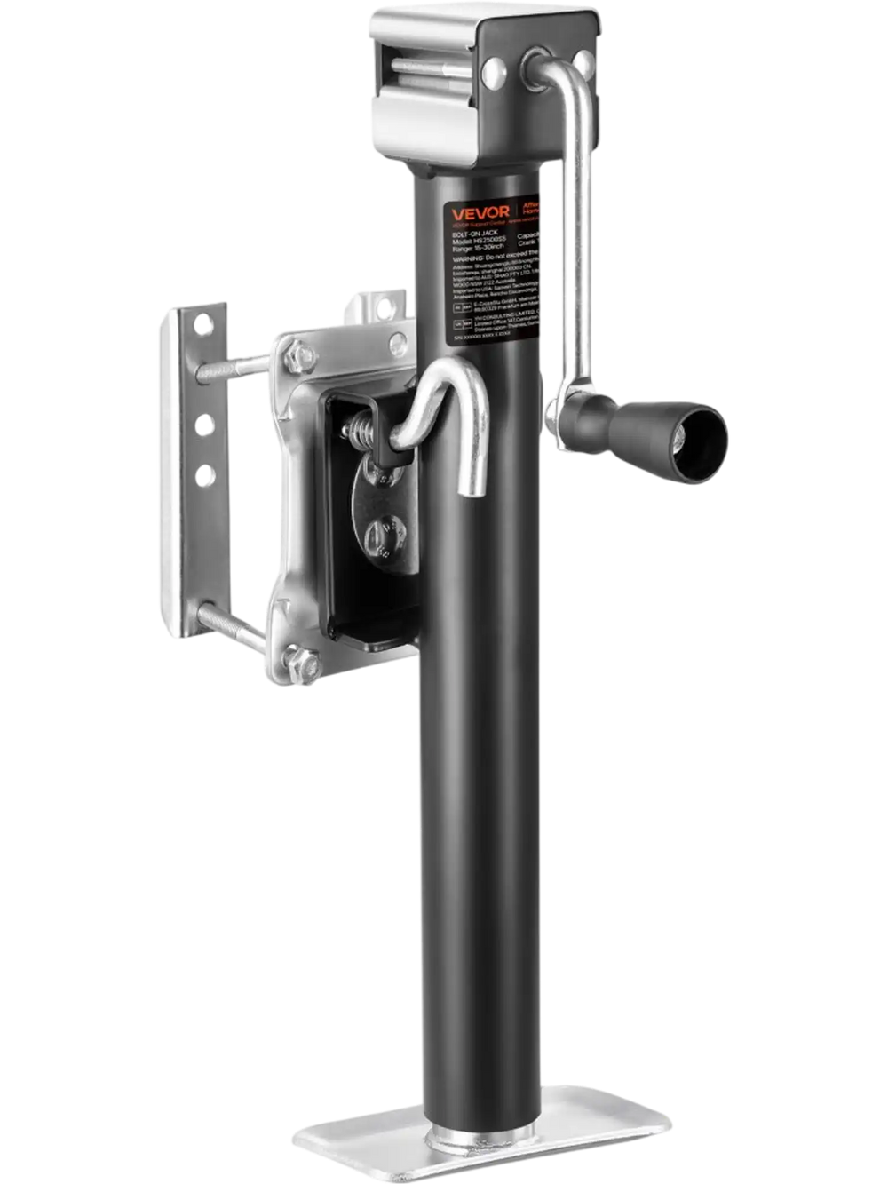 VEVOR Trailer Jack, 2500 lbs Dynamic Load Capacity, Heavy Duty Swivel Bolt-on Trailer Jack with Ergonomic Handle, 15-inch Vertical Travel, Suitable for RV, Horse, Utility, Camping and Yacht Trailers