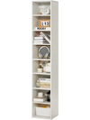 VEVOR 8 Tiers Narrow Bookshelf, 71 in Wooden Tall Open Bookcase with  Height-Adjustable Shelf, Freestanding Display Storage Floor Bookcase Bookshelf for Library, Bedroom, Living Room, Office, White
