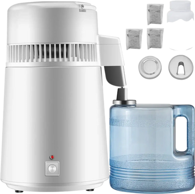 VEVOR Pure Water Distiller 750W, Purifier Filter Fully Upgraded with Handle 1.1 Gal /4L, BPA Free Container, Perfect for Home Use, White