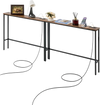 VEVOR Narrow Console Table, 2 Pack Behind Couch Table with Power Outlets, 1-Tier Long Entryway Table, Narrow Sofa Table with Metal Frame and Charge Station, for Entryway, Hallway, Living Room