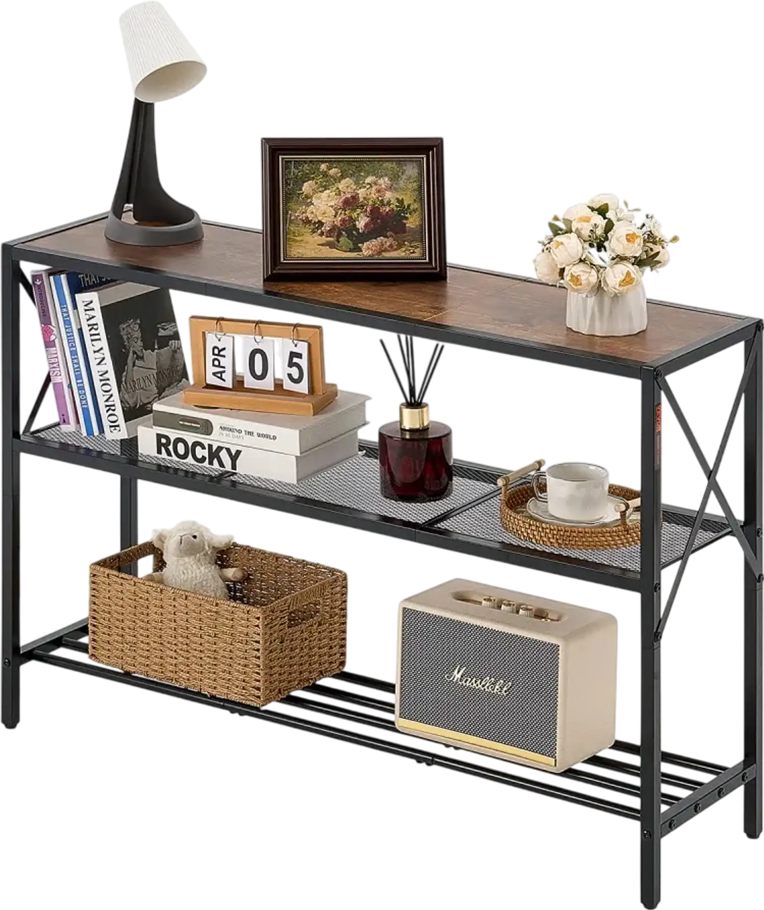 Vevor Console Table 3-Tier Narrow Sofa Table for Entryway Hallway Living Room Bedroom New