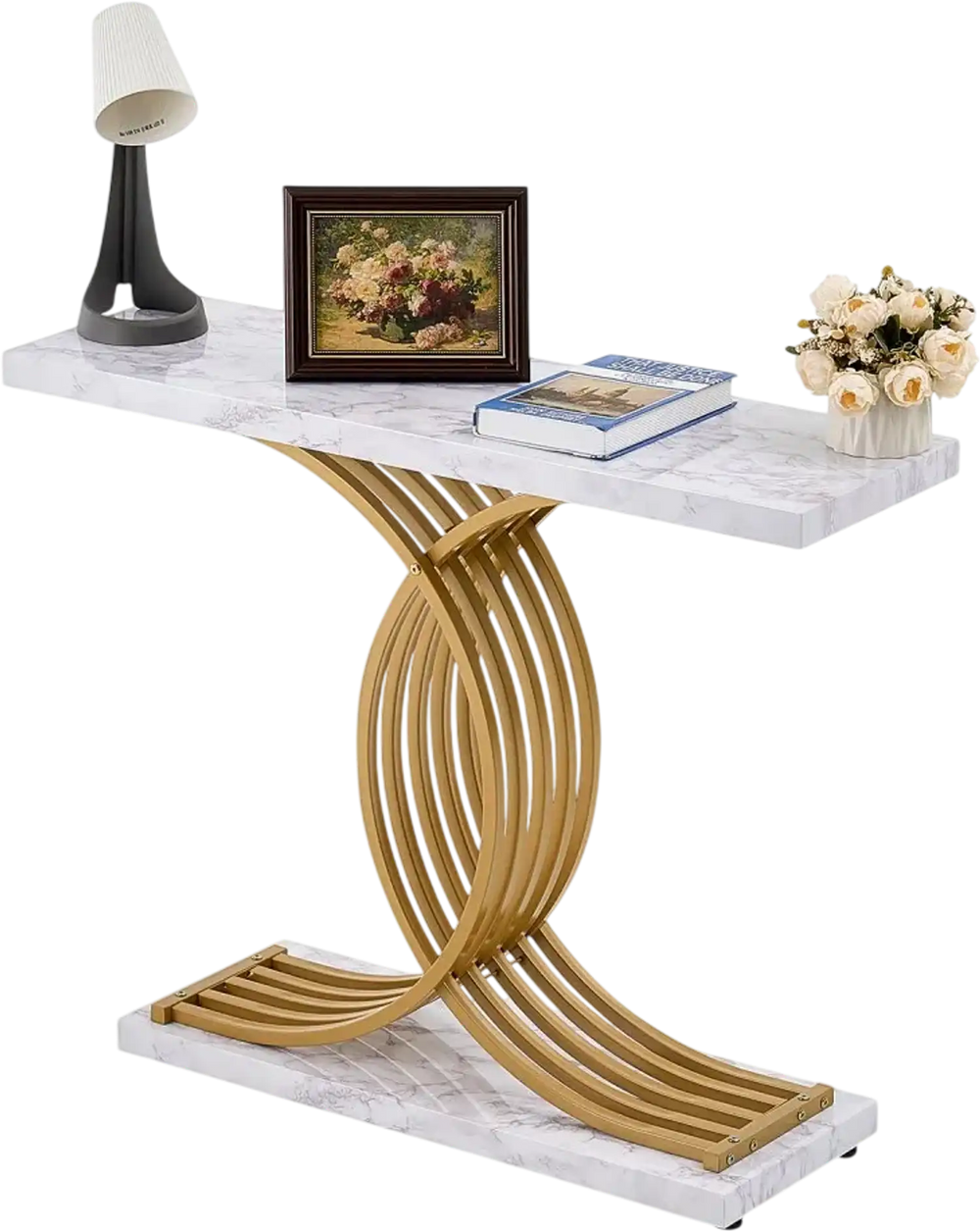 VEVOR Narrow Console Sofa Table, 39.4 inches Behind Couch Table, 1-Tier Long Entryway Table and Skinny Hallway Table, Narrow Sofa Table with Metal Frame, for Entryway, Hallway, Living Room & Bedroom