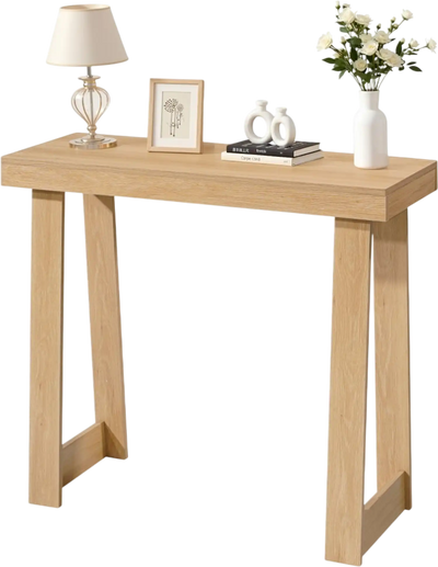 VEVOR 36 in Console Table, Modern Desk Behind the Couch, Wooden Rectangle Entrance Desk, Narrow Long Sofa Table Accent Stand, Ideal for Hallway, Bedroom, Living Room, Foyer, Easy Assembly, Burlywood
