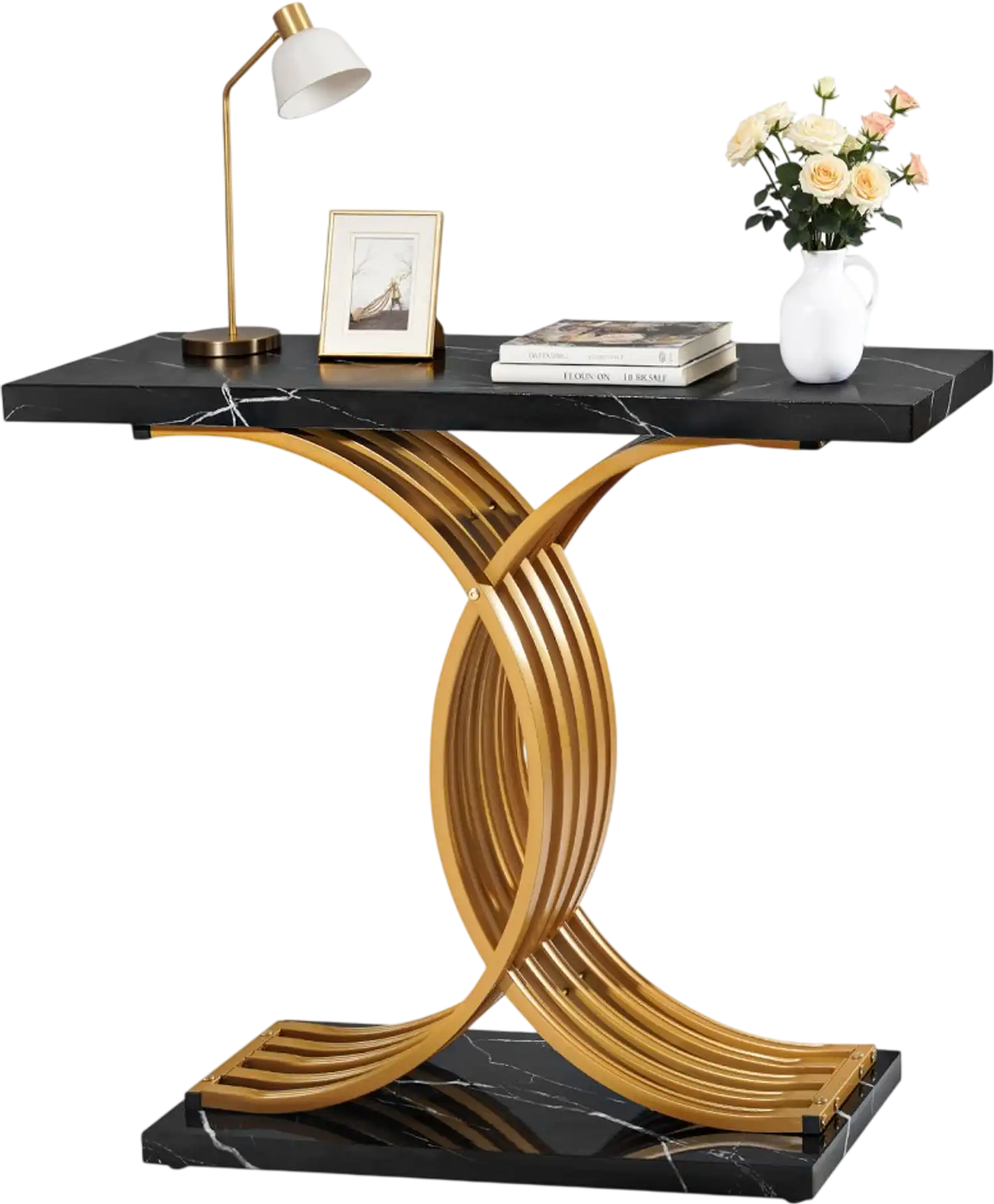 Vevor Console Table Modern Black Gold Entryway Sofa Table 39.4