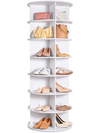 VEVOR 7 Tiers Rotating Shoe Rack Tower, 360°Spinning Shoe Display, Revolving Shoe Rack Storage Round Carousel, Lazy Susan Shoe Rack Organizer, Ideal for Bedroom, Living Room, Entryway, White