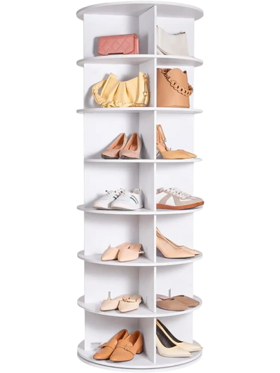 Vevor Shoe Rack 7-Tier Rotating 360° Spinning Display Carousel White New