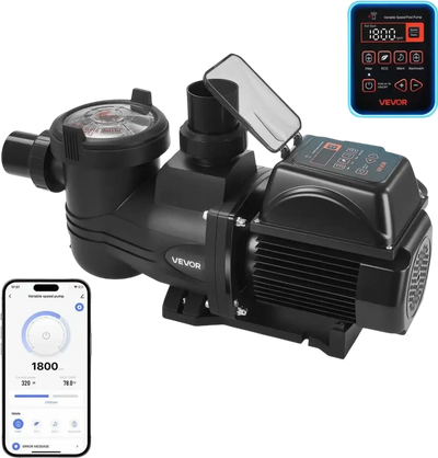 Vevor Variable Speed Pool Pump 2 HP 145 GPM In/Above Ground with Filter Basket New