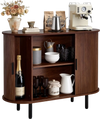 VEVOR Coffee Bar Cabinet, Mid Century Fluted Coffee Bar Table, Buffet Stand Cabinet with 2 Sliding Doors, Sideboard Buffet Station for Living Room, Entryway, Kitchen, 39.3 x 15.7 x 29.5 in, Walnut