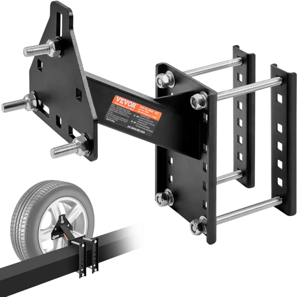 VEVOR Spare Tire Carrier, Trailer Spare Tire Mount, 160 lbs Capacity, Utility Trailer Accessories Fits Most 4 & 5 & 6 & 8 Lugs Wheels on 4", 4.25", 4.5", 4.75", 5", 5.5", 6", 6.5" Bolt Patterns