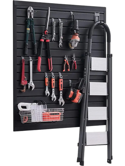 VEVOR Slat Wall Paneling, 4 x 4 ft, PVC Garage Slatwall with Modular Design, Black Slat Wall Easy-to-Install Adjustable Slatwall Panel with Coupling Structure & DIY Cutting, Fits for Storage & Display