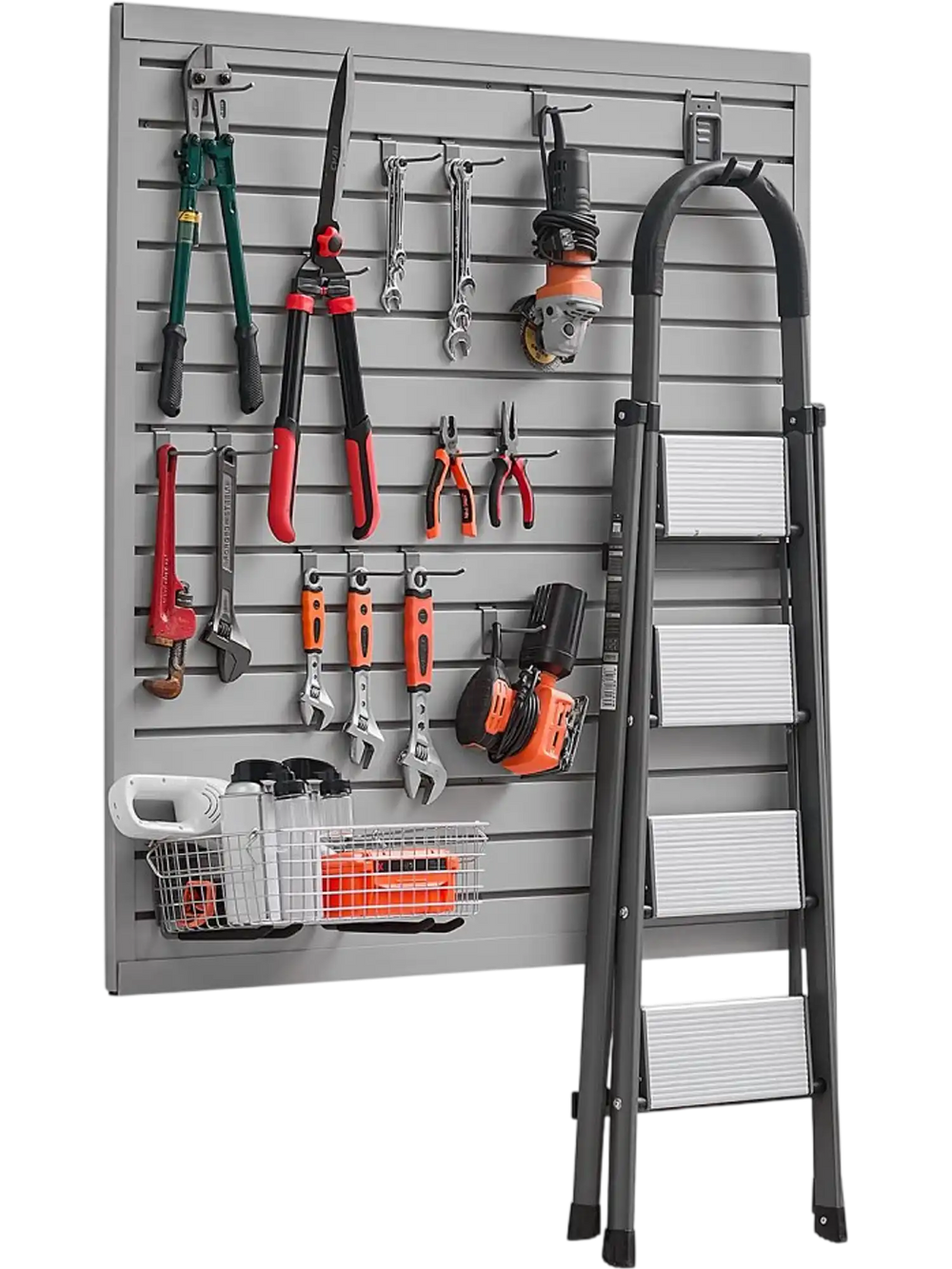 VEVOR Slat Wall Paneling, 4 x 4 ft, PVC Garage Slatwall with Modular Design, Grey Slat Wall Easy-to-Install Adjustable Slatwall Panel with Coupling Structure & DIY Cutting, Fits for Storage & Display