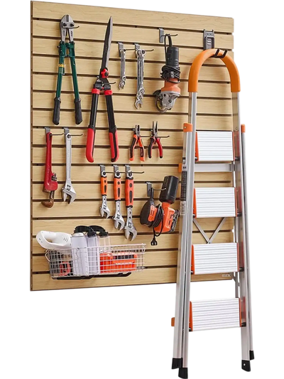 VEVOR Slat Wall Paneling, 4 x 4ft, MDF Garage Slatwall with Modular Design, Natural Slat Wall Easy-to-Install Adjustable Slatwall Panel with Coupling Structure & DIY Cutting, Fit for Storage & Display