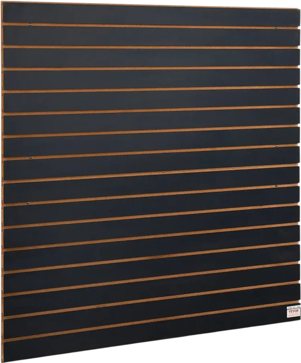 VEVOR Slatwall Panels, 4 ft x 2 ft Black Garage Wall Panels 24"H x 48"L (Set of 2 Panels), Heavy Duty Garage Wall Organizer Panels Display for Retail Store, Garage Wall, and Craft Storage Organization