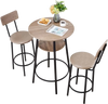 VEVOR Bar Table, 3PCS 23.5″ Bars Tables Set, Bar Tables and Chair Set with Rounded Corner Design, Round Pub Table with Two Stools for Office Desk, Breakfast Corner, Mini Bars, Light Gray, Black