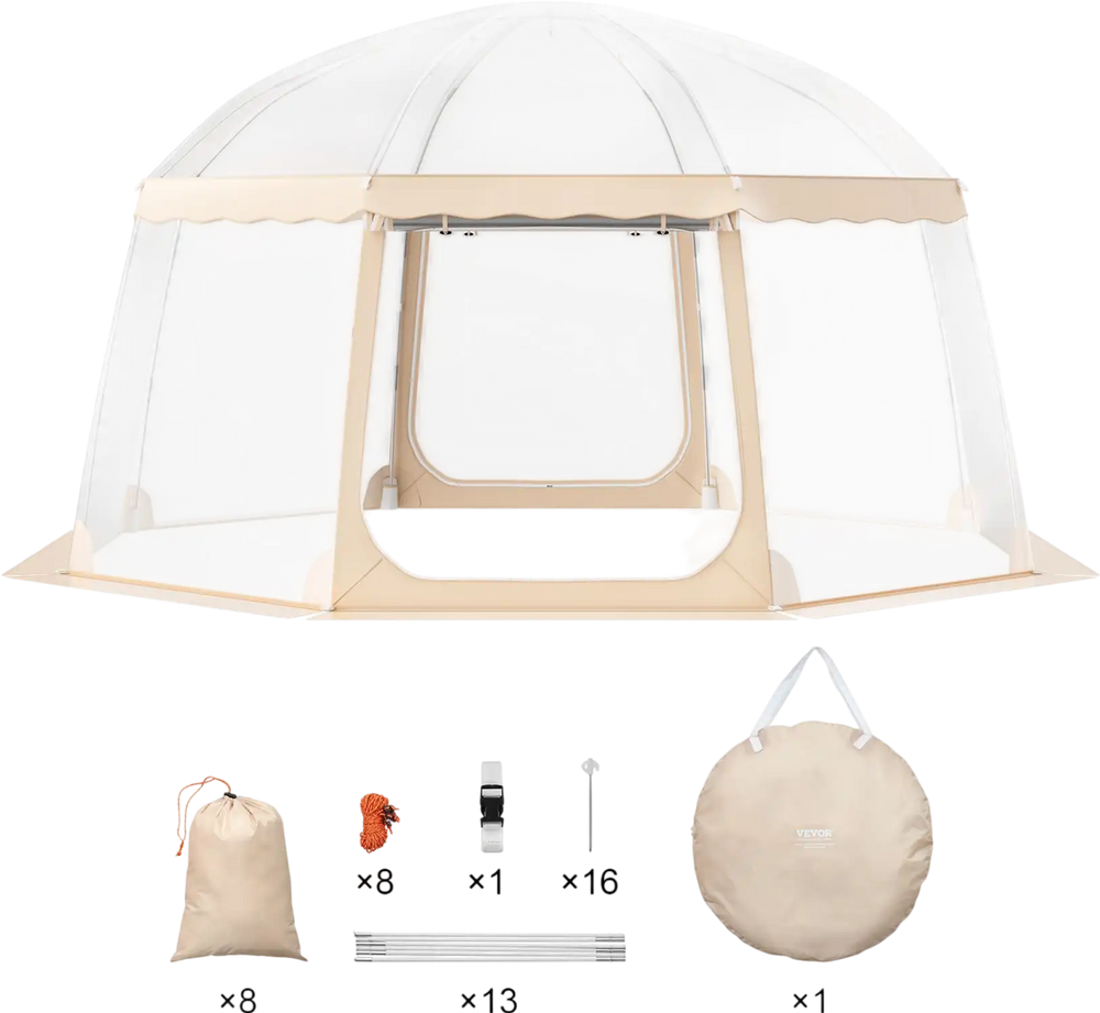 VEVOR Sports Tent, 12-15 People, Instant Pop-Up Tent Shelter Weatherproof Pod, Outdoor Bubble Clear View Tent, Climate Canopy Shelter for Soccer, Football, Softball & Other Sporting Events and Parades