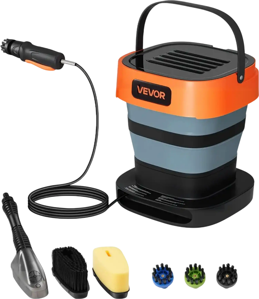 VEVOR Portable Cordless Pressure Washer with 2.64 Gal Tank, Foldable Power Washer 109 Max PSI, 3 Nozzles, Magnetic Sponge Brush & Soft Bristle Brush,78.7 in Hose, for Bike Cleaning, Patio, Camping