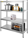 VEVOR Stainless Steel Shelving 46.8x18.5 Inch 4 Tier Adjustable Shelf Storage Unit Stainless Steel Heavy Duty Shelving for Kitchen Commercial Office Garage Storage 330lb Per Shelf